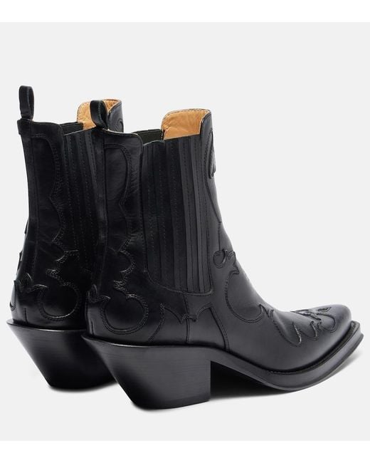 Gabriela Hearst Black Cassidy Cow-Print Leather Cowboy Boots