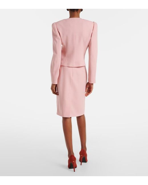 Valentino Pink Virgin Wool Crepe Pencil Skirt