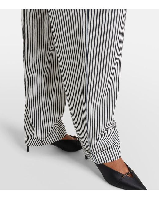 Tom Ford Gray Striped Silk Straight Pants