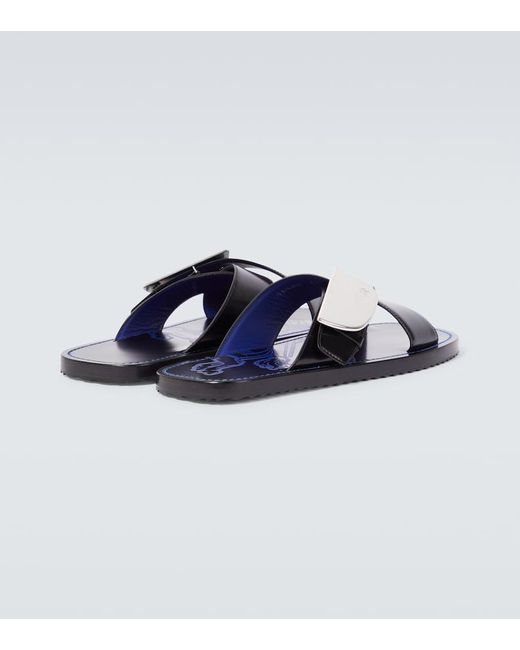 Burberry Blue Ekd Leather Sandals for men