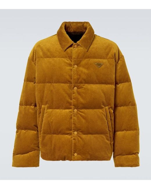 Prada Yellow Cotton Corduroy Puffer Jacket for men