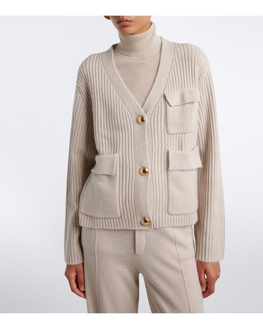 Jardin Des Orangers Natural Ribbed-Knit Wool And Cashmere Cardigan