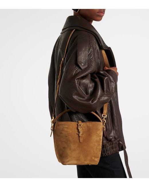 Saint Laurent Natural Bucket Bag Le 37 Small Aus Veloursleder