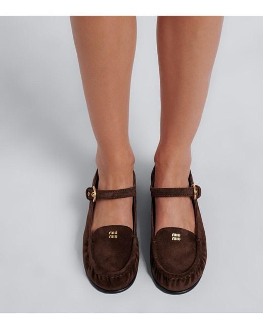Miu Miu Brown Suede Ballerina Flats