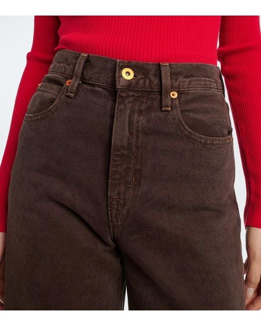 SLVRLAKE Denim Brown Grace High-Rise Wide-Leg Jeans
