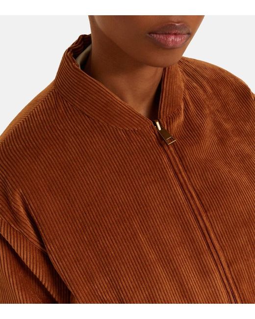 Moncler Brown Blageon Corduroy Down Bomber Jacket
