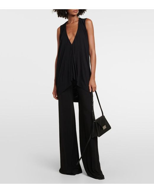 Rick Owens Black Lilies Draped Jersey Top