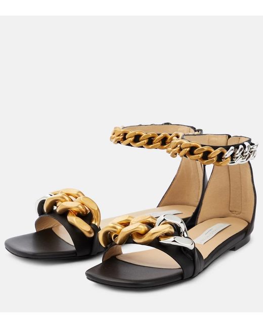 Stella McCartney Metallic Falabella Embellished Flat Sandals