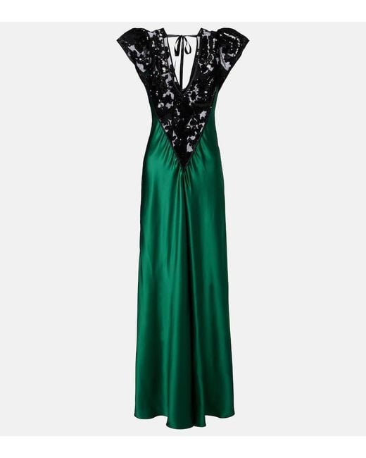 Rodarte Green Robe Aus Seide Mit Spitze Und Pailletten
