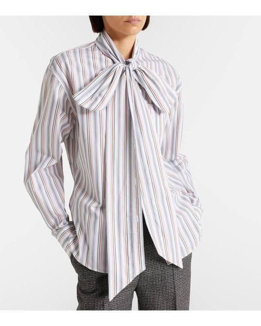 Acne Multicolor Bow-Detail Striped Cotton Shirt