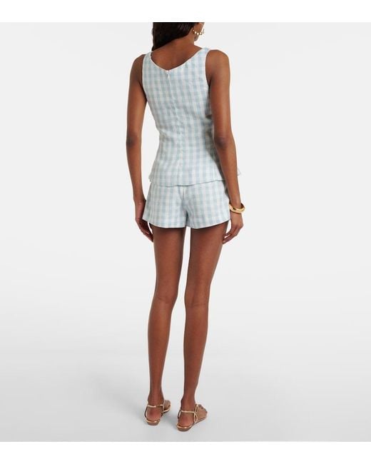 Faithfull The Brand Blue Lila Gingham Linen Shorts