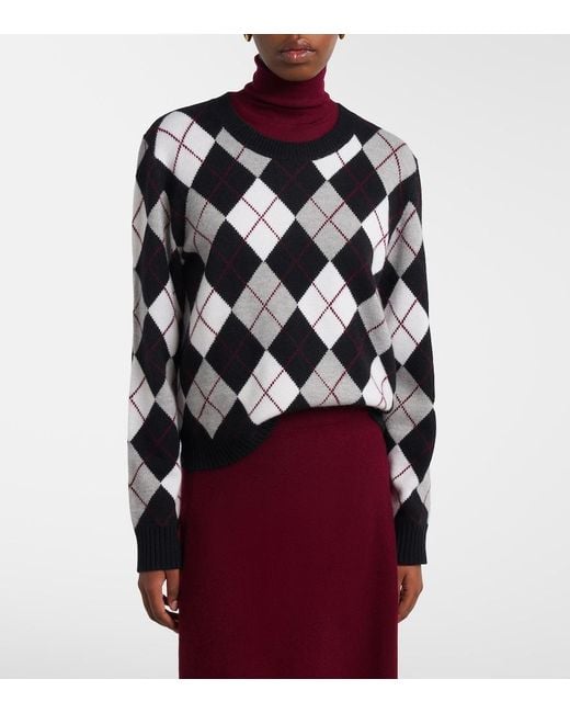 Lisa Yang Black Antoni Argyle Cashmere Sweater