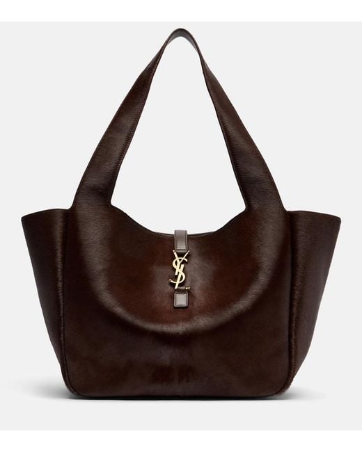 Saint Laurent Brown Le 5 A 7 Bea Calf Hair Tote Bag