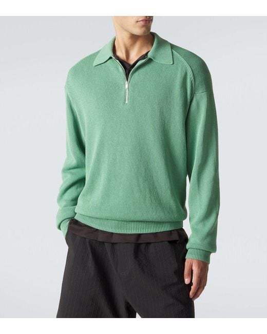 Studio Nicholson Green Heddy Half-Zip Sweater for men