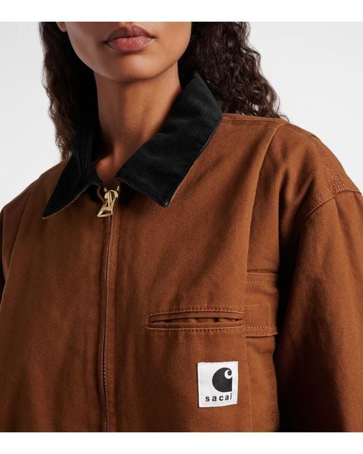 Sacai Brown X Carhartt Cotton Canvas Puffer Jacket