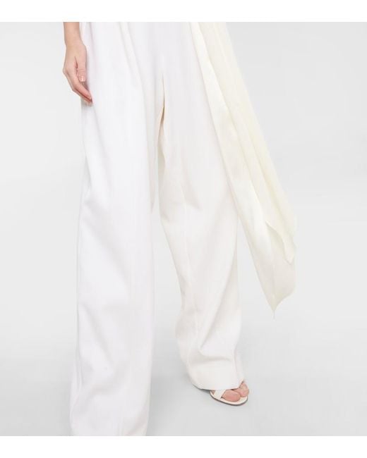 Roksanda White Bridal Cape-detail Wool Jumpsuit