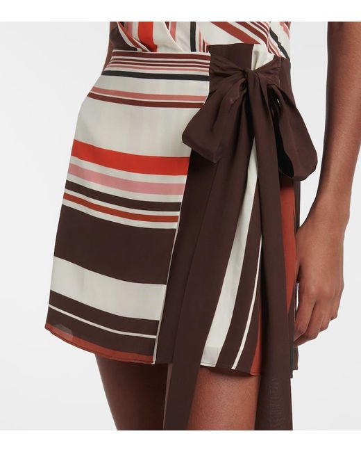 Sir Red Thistle Striped Silk Satin Minidress