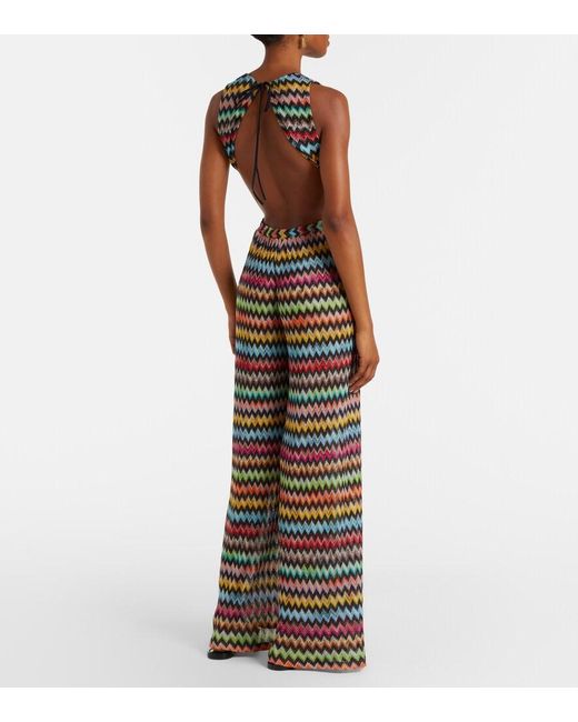 Missoni White Zigzag Open-Back Lame Jumpsuit