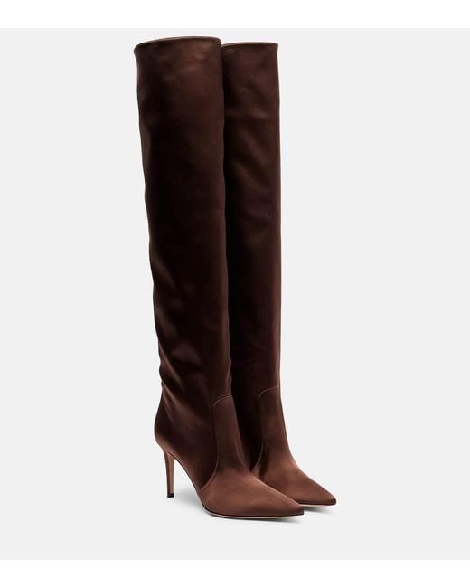 Gianvito Rossi Brown Hansen 85 Satin Over-The-Knee Boots