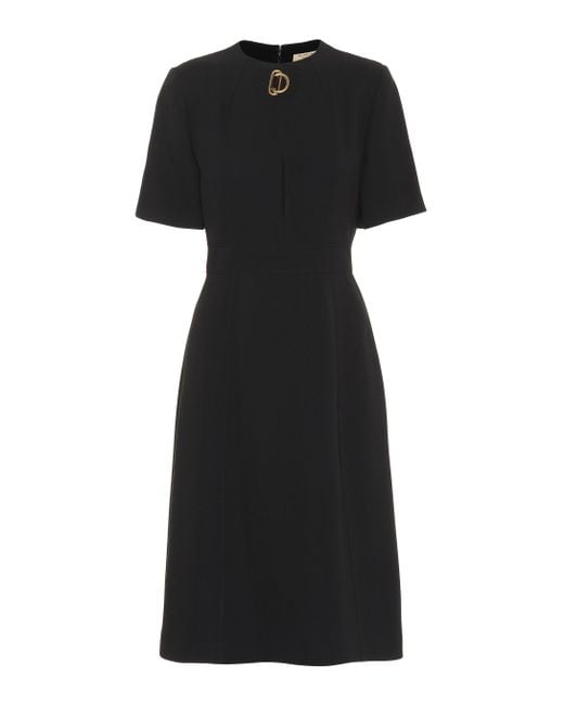 Burberry Black Short-sleeve D-ring Detail Silk Wool Dress