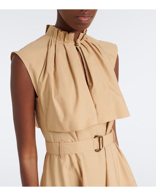 Burberry Natural Caped Cotton Poplin Midi Dress