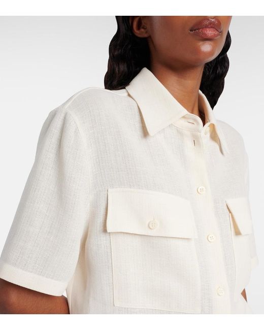 Loro Piana White Shirley Linen Crepe Shirt