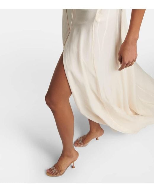 Nensi Dojaka White Bridal Cutout Silk Chiffon Gown