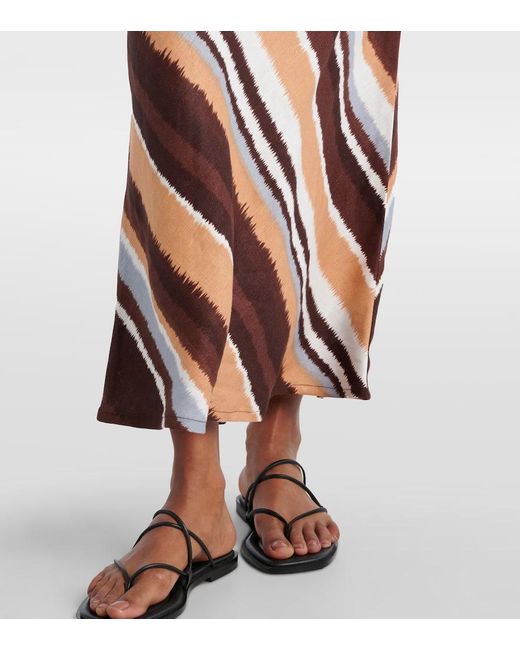 Faithfull The Brand Brown Dalicenca Striped Linen Maxi Skirt