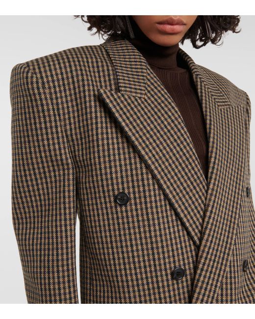 Blazer oversize en laine melangee Saint Laurent en coloris Brown