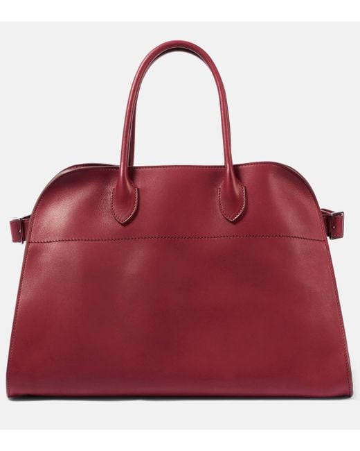 The Row Red Soft Margaux 15 Leather Tote Bag
