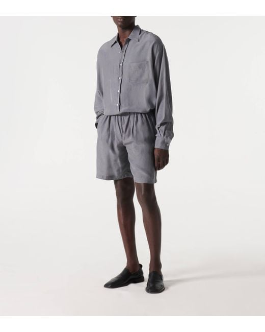 Frankie Shop Gray Leland Cupro Shorts for men