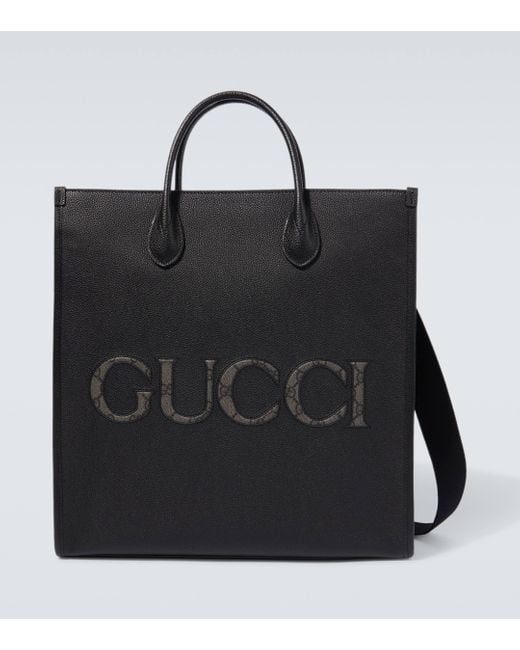 Gucci Black Medium Leather Tote Bag for men