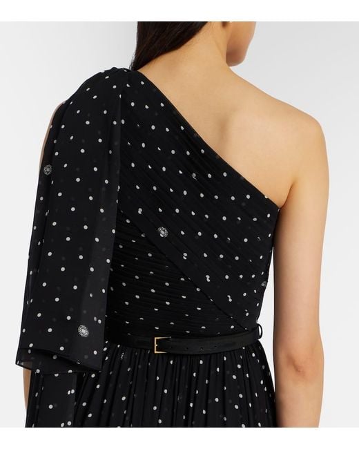 Elie Saab Black Polka-Dot One-Shoulder Gown