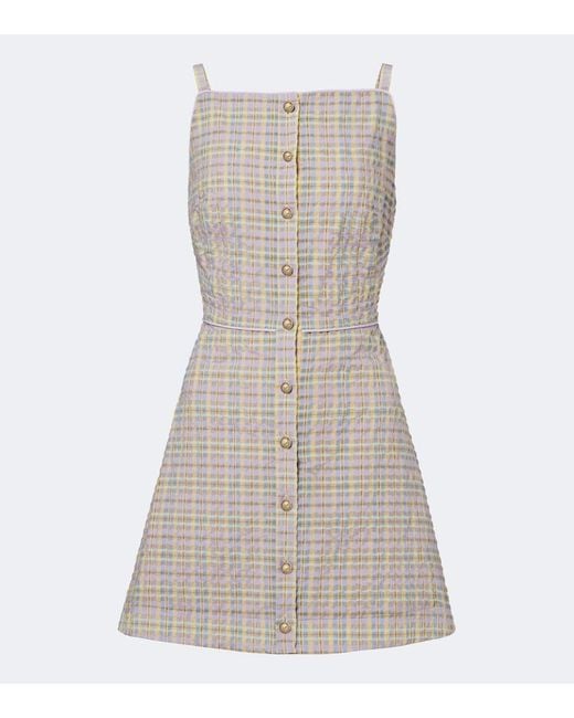 Markarian Gray Skye Plaid Seersucker Minidress
