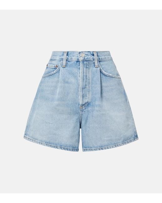 Agolde Blue Rhoda High-Rise Denim Shorts