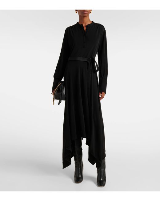 Joseph Black Asymmetric Jersey Midi Dress