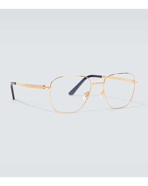 Cartier Metallic Santos De Cartier Square Glasses for men