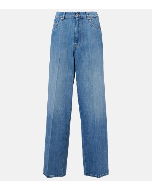 Miu Miu Blue Mid-Rise Wide-Leg Jeans