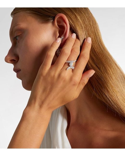 YEPREM White Y-Not 18Kt Ring With Diamonds