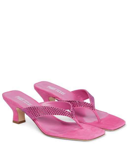Paris Texas Holly Portofino Suede Thong Sandals in Pink - Lyst