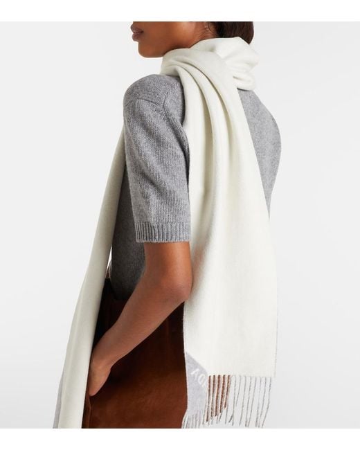 Prada Gray Logo Cashmere Scarf