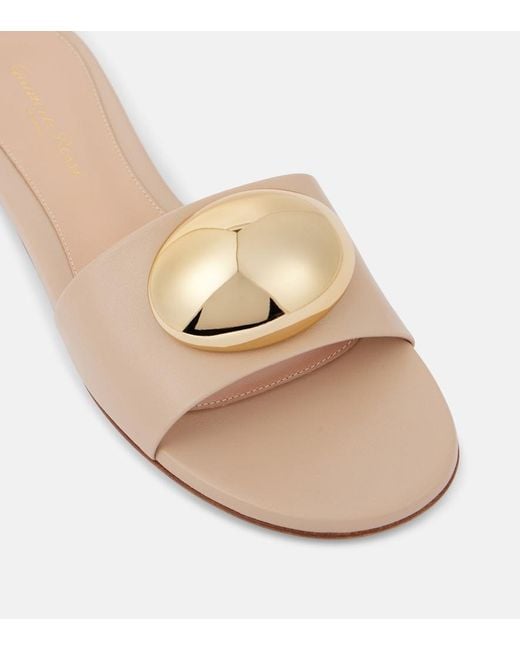 Gianvito Rossi Natural Embellished Leather Slides