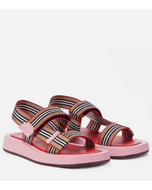 Burberry Pink Icon Stripe Canvas Sandals