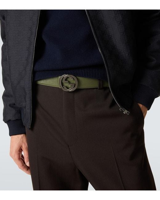 Gucci Green Double G Reversible Leather Belt for men