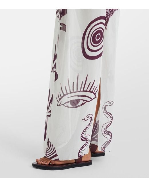 Cala De La Cruz White Cassia Printed Maxi Dress
