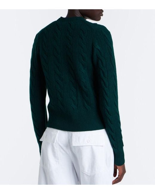 Polo Ralph Lauren Green Cable-Knit Wool And Cashmere Cardigan