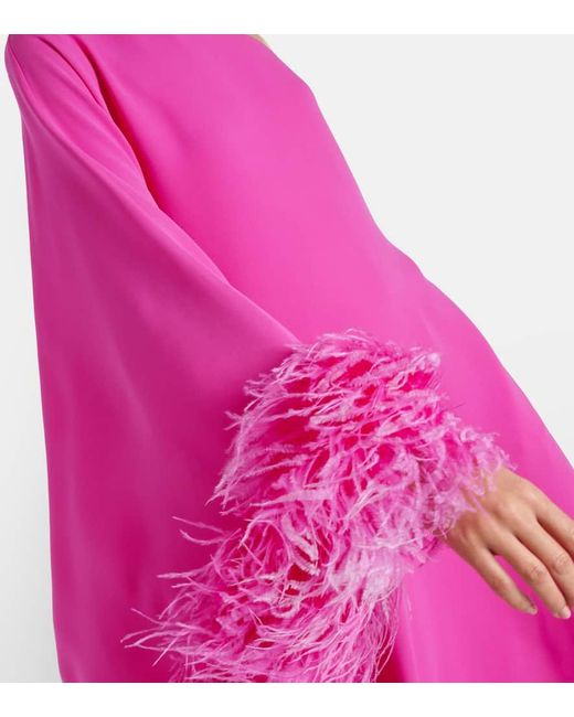 Valentino Pink Cady Couture Feather-trimmed Silk Gown