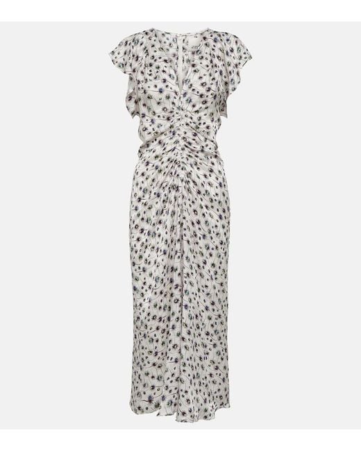 Isabel Marant White Lyndsay Printed Draped Midi Dress