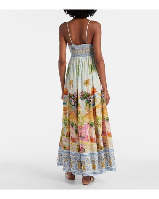Farm Rio Metallic Aracati Printed Cotton-Blend Maxi Dress