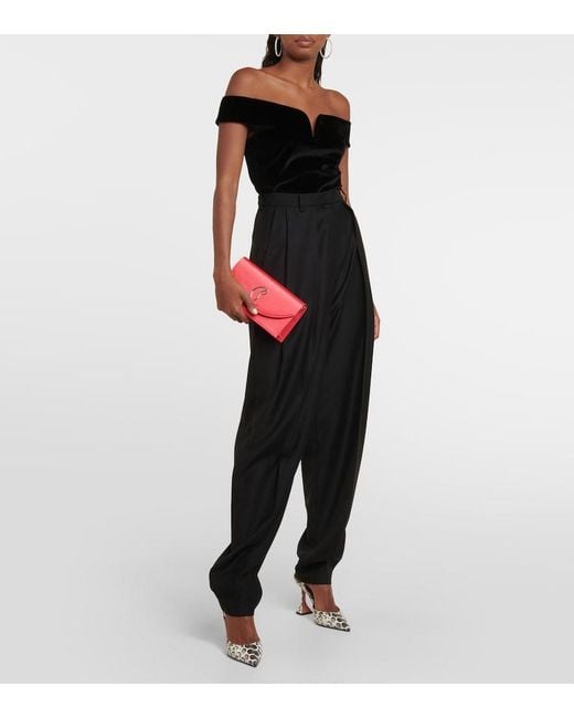 Christian Louboutin Red Small Logo Crepe Satin Clutch